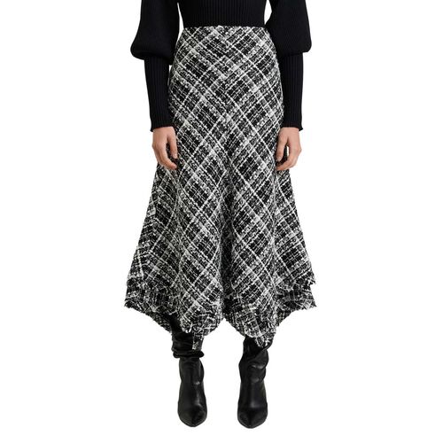 Veronika Maine Wide Check Tweed Skirt